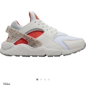 Womens White and Red Nike Huarache Shoes